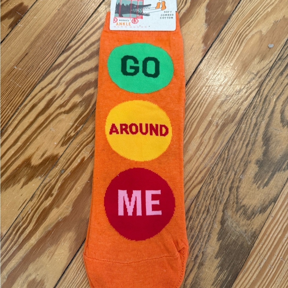 “Go around me” Orange Ankle Socks - Soft Combed Cotton - Picture 2 of 4